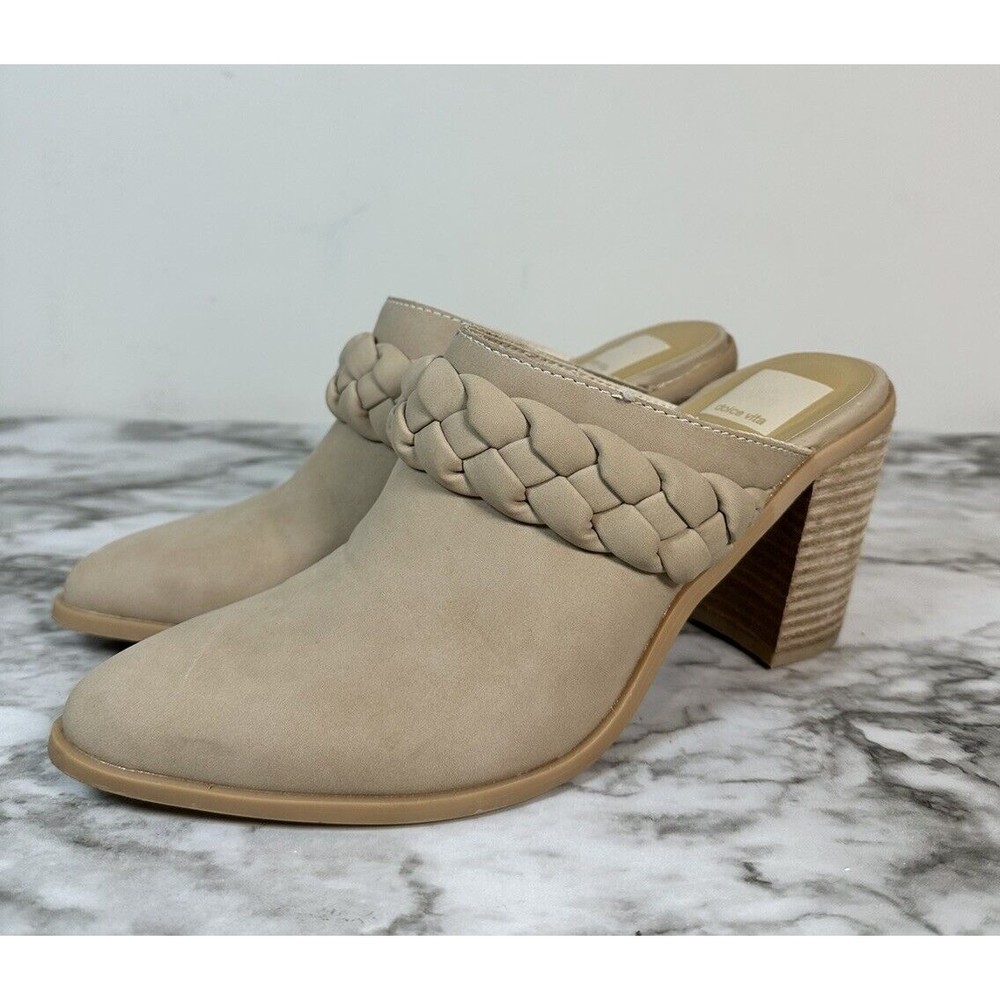 Dolce Vita Beige Braided Mule Heels